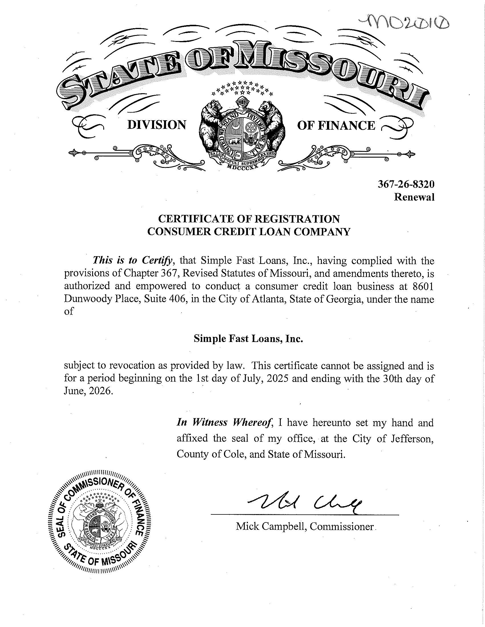 Missouri State License