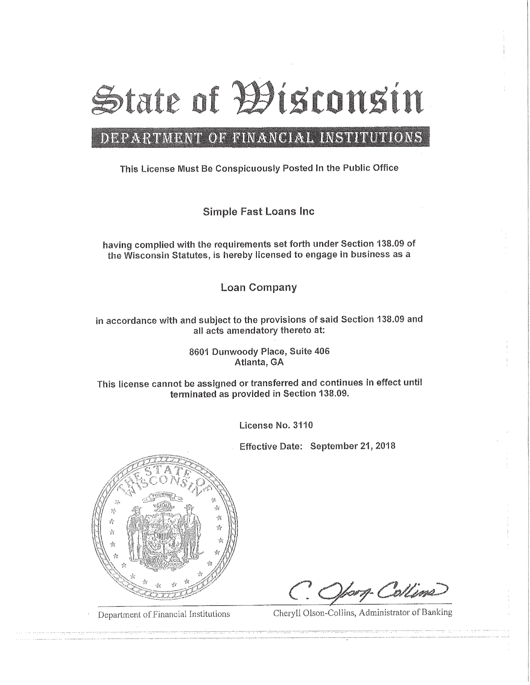 Wisconsin State License